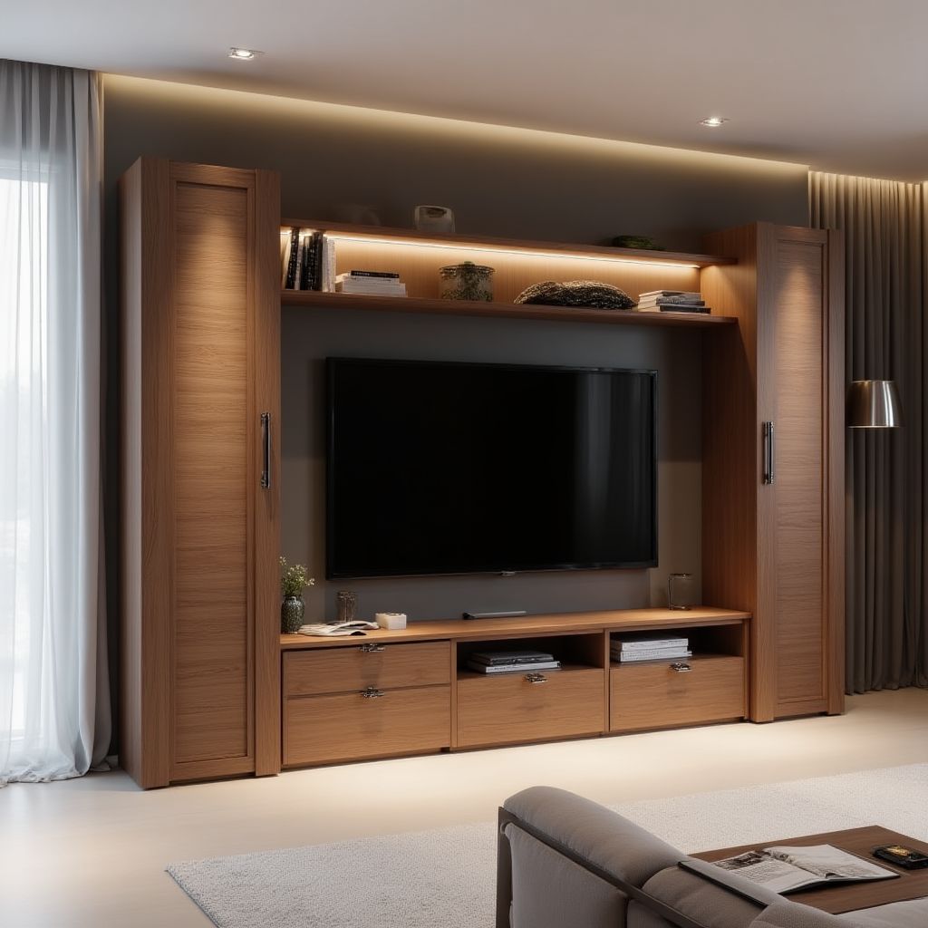 TV-Möbel mit Wandpaneel
